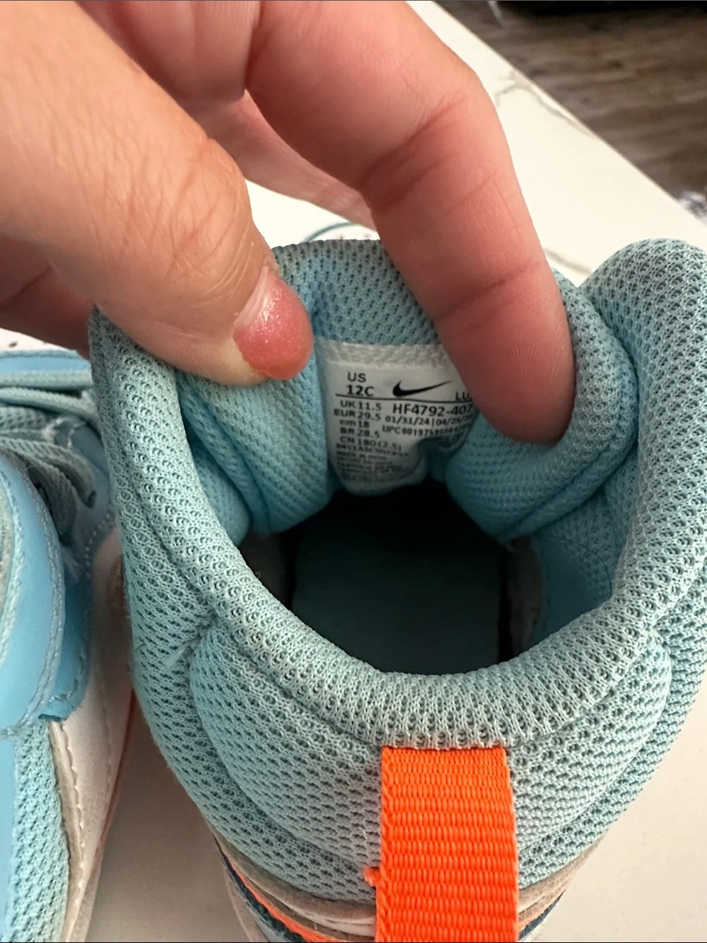 Nike Kids High-Top Sneakers in White, Teal & Orange
